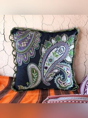 Pier 1 Blue and Purple Paisley Accent Throw Pillow